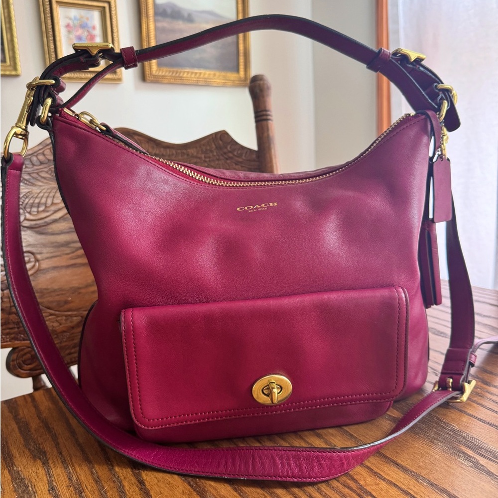COACH Legacy Courtney Magenta Leather Hobo Satchel Crossbody Bag